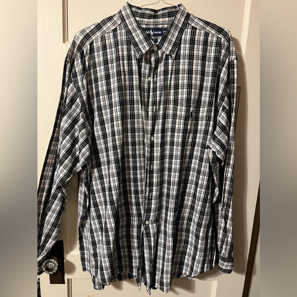 Ralph Lauren LS Button Down Plaid Men's Size XXL Smoke free home. Dry cleaned